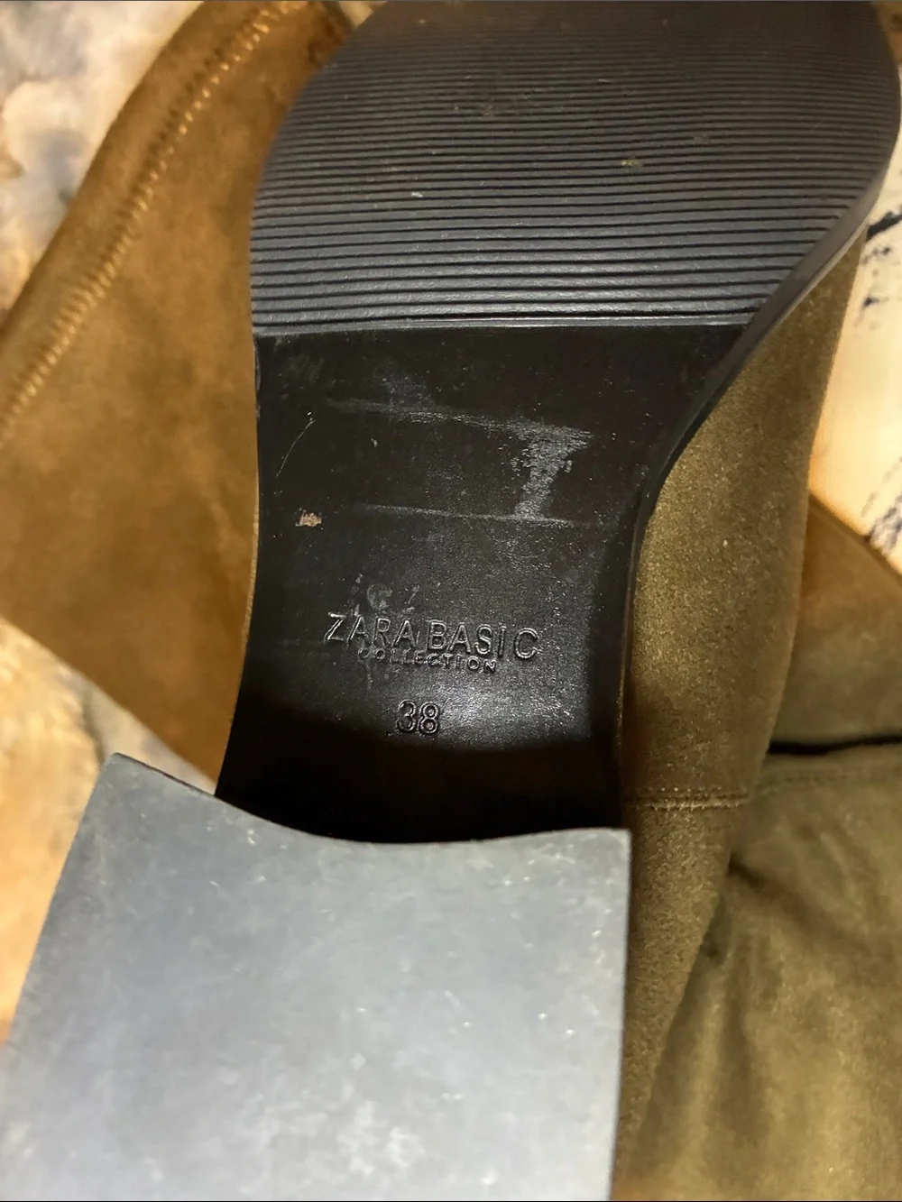 Zara Olive Over-the-Knee Suede Boots